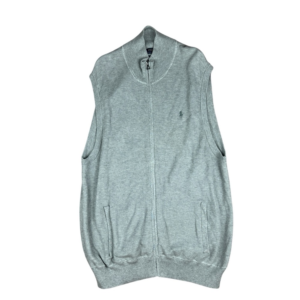 Polo Ralph Lauren Sleeveless Sweater Men’s XXL Full Zip Pima‎ Cotton Jacket Gray - Picture 2 of 14